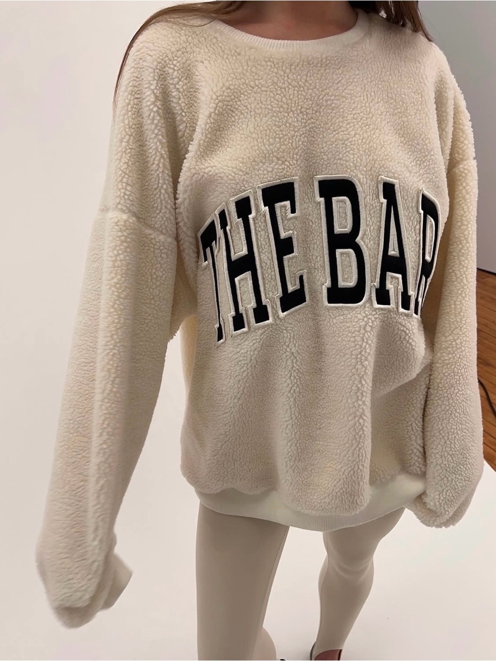 NEW The Bar Sherpa Oversized Shearling Crewneck Gigi Sweatshirt